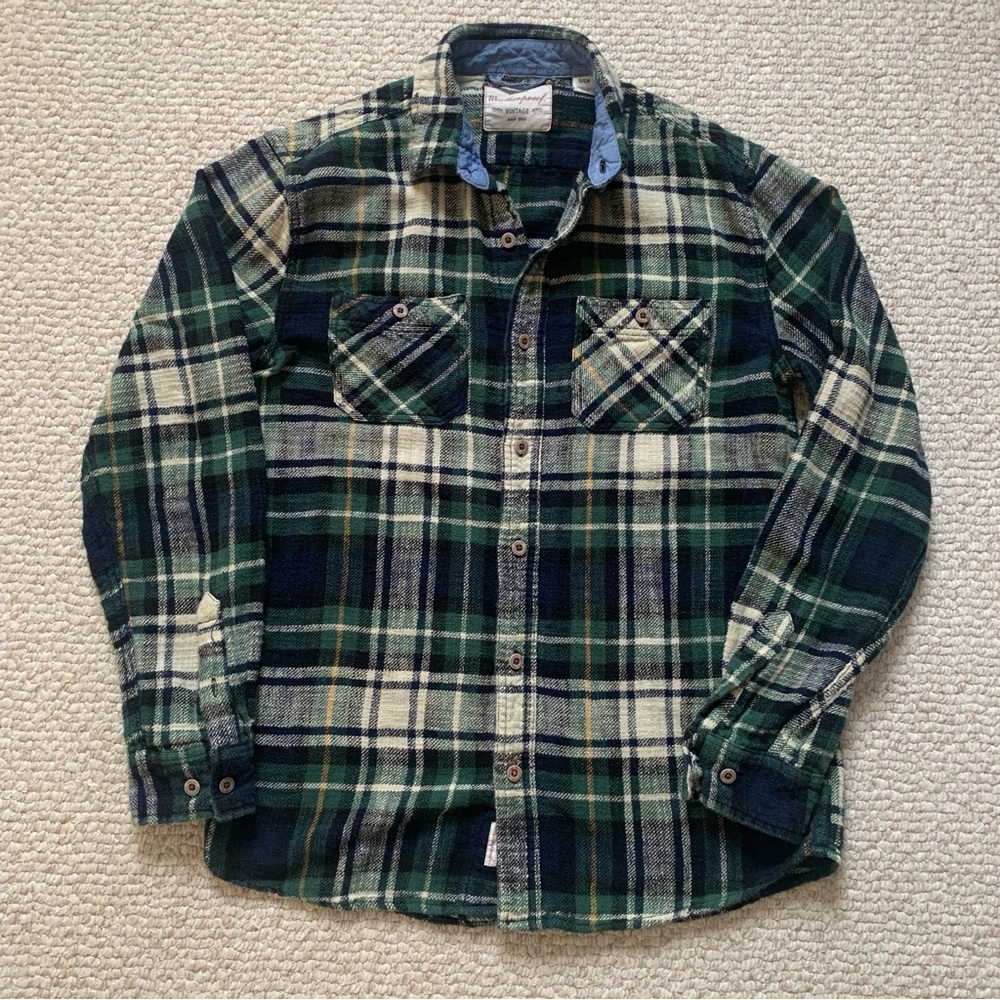 Weatherproof Vintage Green Plaid Shirt
